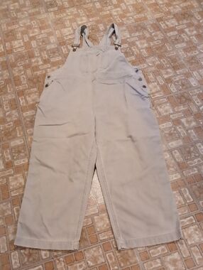 Eddie Bauer Women's Light Gray Overalls - Relaxed Wide-Leg Fit, Size Xlp
